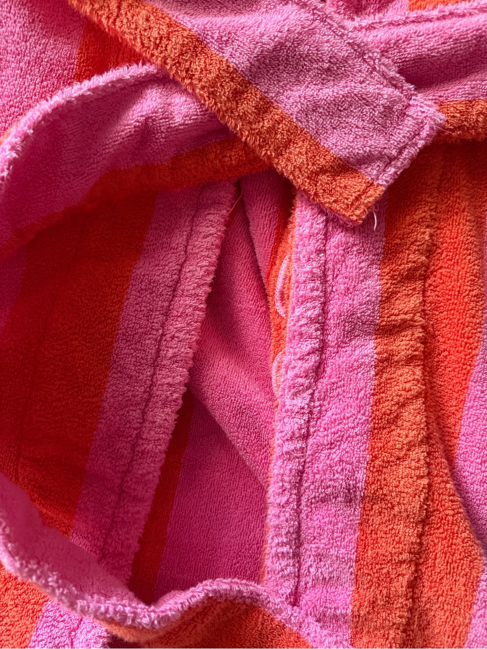 Hommey Striped Pink & Orange Plush Bathrobe - Picture 5 of 10